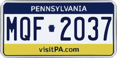 PA license plate MQF2037