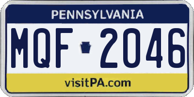 PA license plate MQF2046