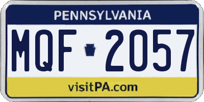 PA license plate MQF2057