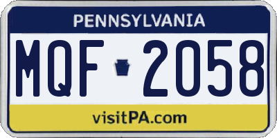 PA license plate MQF2058