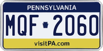 PA license plate MQF2060