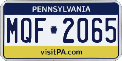 PA license plate MQF2065