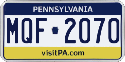 PA license plate MQF2070