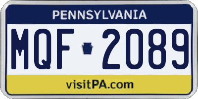 PA license plate MQF2089