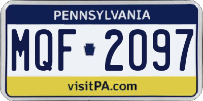 PA license plate MQF2097