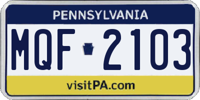 PA license plate MQF2103
