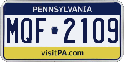 PA license plate MQF2109