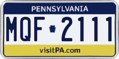 PA license plate MQF2111
