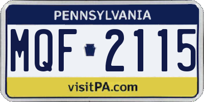 PA license plate MQF2115