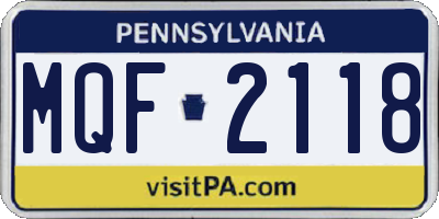 PA license plate MQF2118