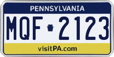 PA license plate MQF2123