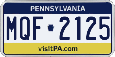 PA license plate MQF2125