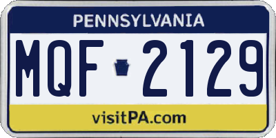 PA license plate MQF2129