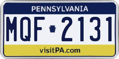 PA license plate MQF2131