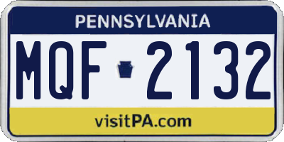 PA license plate MQF2132