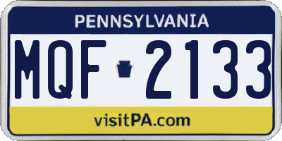 PA license plate MQF2133