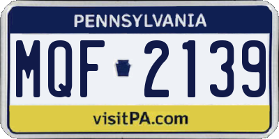 PA license plate MQF2139