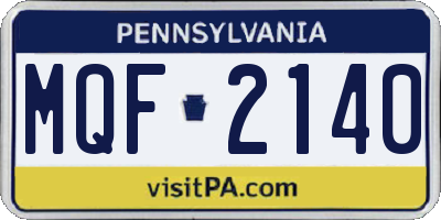 PA license plate MQF2140