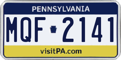 PA license plate MQF2141