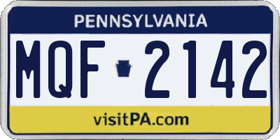 PA license plate MQF2142
