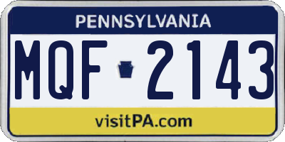 PA license plate MQF2143