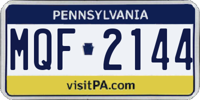 PA license plate MQF2144