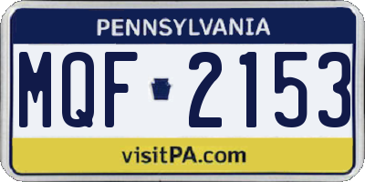 PA license plate MQF2153