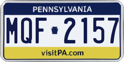PA license plate MQF2157