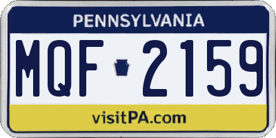PA license plate MQF2159