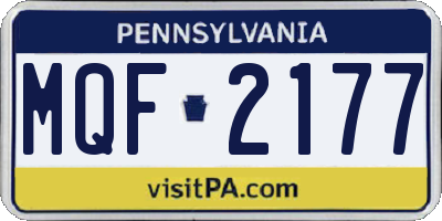 PA license plate MQF2177