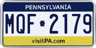 PA license plate MQF2179