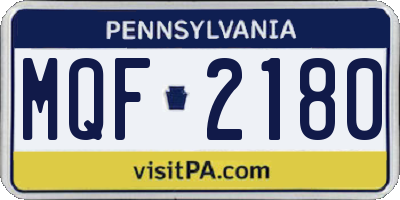 PA license plate MQF2180