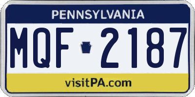 PA license plate MQF2187