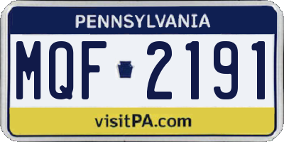 PA license plate MQF2191