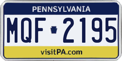 PA license plate MQF2195