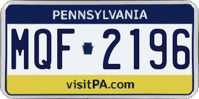 PA license plate MQF2196