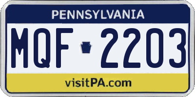 PA license plate MQF2203