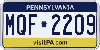 PA license plate MQF2209