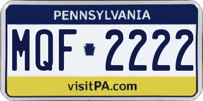 PA license plate MQF2222