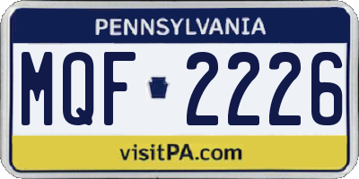 PA license plate MQF2226