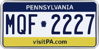 PA license plate MQF2227