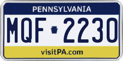 PA license plate MQF2230