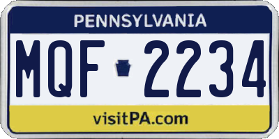 PA license plate MQF2234
