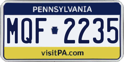 PA license plate MQF2235