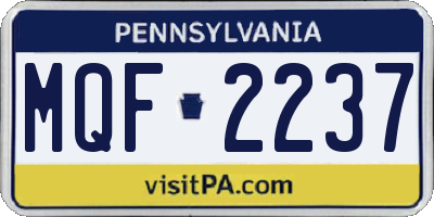 PA license plate MQF2237