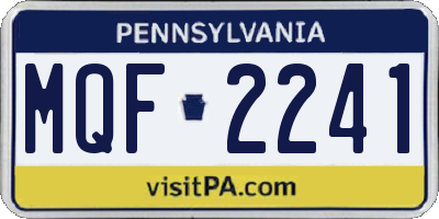PA license plate MQF2241
