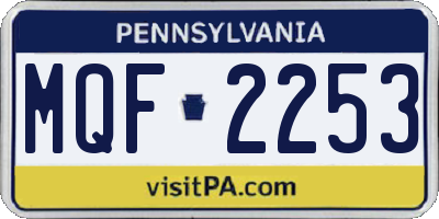 PA license plate MQF2253