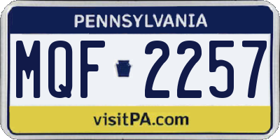 PA license plate MQF2257