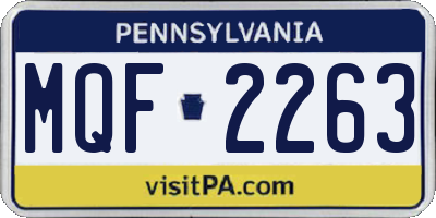 PA license plate MQF2263