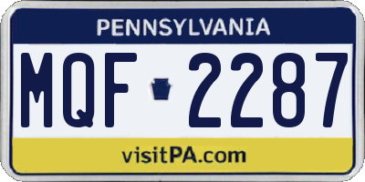 PA license plate MQF2287